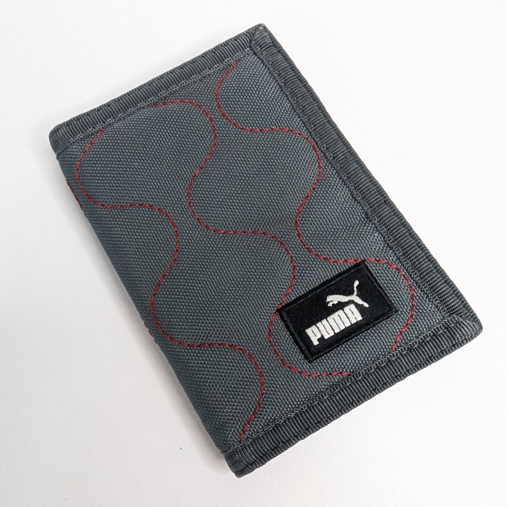 Puma Soft Grey Red Wallet Velcro Hook And Loop Mens One Size Retro - Picture 2 of 8